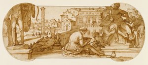 Taddeo nel cortile del Belvedere in Vaticano, disegnando il Laocoonte