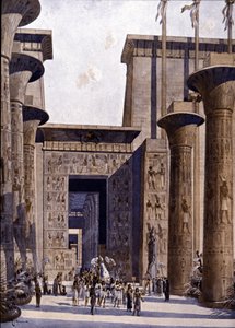 Ricostruzione del Tempio di Amon. Illustrazione di F. Hoffebauer. XIX secolo. da Fedor (1839 1922) Hoffbauer