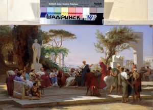 Il poeta latino Orazio che richiama le sue Satire in Mecene. XIX secolo