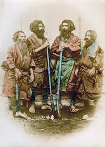 Gruppo di persone Ainu, Giappone, 1882