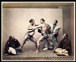 Lottatori di sumo, c.1870-80 (stampa all