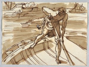 Un Barcaiolo dopo La Vittoria di Leone IV sui Saraceni, dopo Raffaello da Felice Giani
