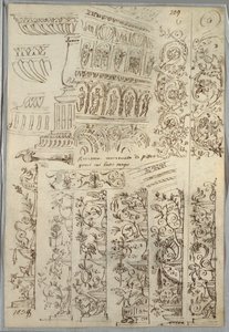 Studi Decorativi; Verso: Testa di Barbaro in Profilo dall