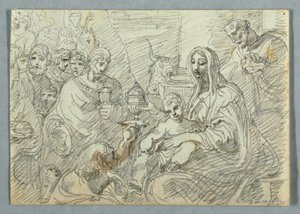 Disegno, studio di Adorazione dei Magi dopo Lodovico Carracci, 1800-1820 da Felice Giani