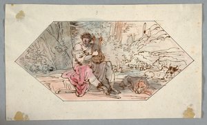 Disegno, Apollo sorveglia gli armenti [o le greggi] del re Admetus, 1780-1800 da Felice Giani