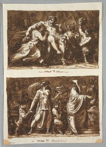 Disegno, foglio da un quaderno di schizzi:  Il trionfo di Sileno; sacrificio a Bacco, 1800-1810 da Felice Giani