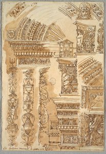 Facciata di Santa Cecilia a Bologna; Studi architettonici da Felice Giani