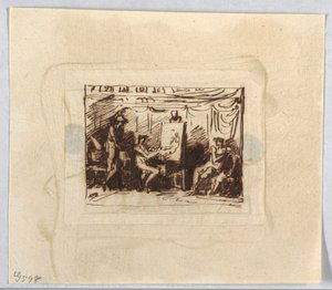 Scena figurativa con artista che disegna figura femminile mentre un uomo osserva da dietro da Felice Giani