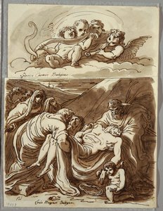 Quattro putti che fanno musica, studio dopo Lodovico Carracci; Cristo, studio dopo Massari