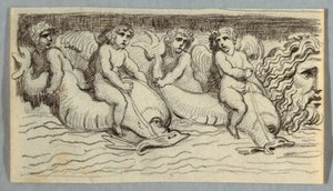 Fregio con delfini e putto da Felice Giani