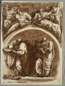 Lunetta con i santi Pietro e Paolo, Matteo e il profeta Isaia, studio dopo Sebastiano del Piombo