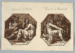 Marte e Giunone; Mercurio e Diana in composizione diagonale