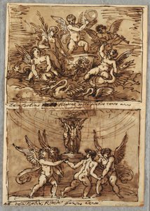 Putti in un carro con delfini e cigni da Felice Giani