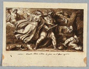 Foglio da un taccuino: Minerva induce Ulisse alla pace con i Proci da Felice Giani