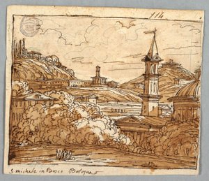 Pagina di taccuino, Folio 57: Studio dopo Michele in Bosco, Bologna; Verso, dettagli architettonici