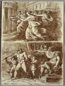La vestale Tuccia porta acqua nel setaccio; Due studi dopo Polidoro da Caravaggio