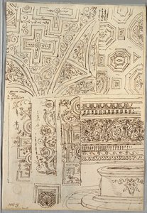 Due Studi Decorativi di Soffitti; (verso) Studi di Teste da Felice Giani