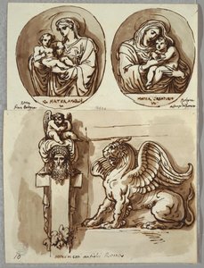 Due Disegni della Madonna e Bambino in Ovali, Studi dopo Giambologna e Alfonzo da Ferrero; Erma e Chimera, dopo Antico