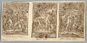 Inverno, la fucina di Vulcano, Primavera, il bagno di Venere, Feste estive di Bacco e Cerere