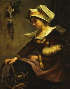 Giovane donna bretone e fuso