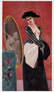 Il demone della cupidigia: un riflesso mostruoso di una donna che si guarda allo specchio, "Felicien Rops" di Rudolf Klein