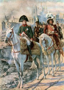 Napoleone tra le rovine di Smolensk da Felicien baron de Myrbach Rheinfeld