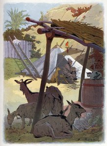 La casa di Robinson Crusoe con i suoi animali da Felicien baron de Myrbach Rheinfeld