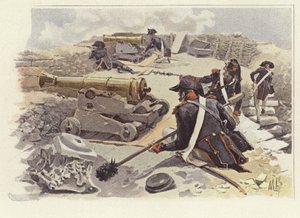 Soldati che prendono posizione tra le rovine di Nicopoli da Felicien baron de Myrbach Rheinfeld