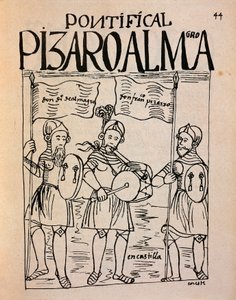 Ritratti di Francisco Pizarro e del tenente Diego de Almagro prima della spedizione in Perù (disegno a inchiostro) da Felipe Huaman Poma de Ayala