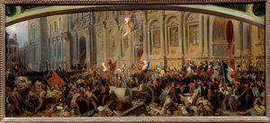 Rivoluzione del 1848: Alphonse de Lamartine (1790-1869), scrittore e politico francese, respinge la bandiera rossa al Municipio il 25/02/1848 da Felix (after) Philippoteaux
