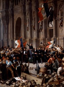 Rivoluzione del 1848: Alphonse de Lamartine rifiuta la bandiera rossa per la bandiera tricolore, al Municipio di Parigi, 26 febbraio 1848 (dettaglio)