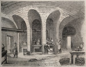Parigi - Prigione della Petite Roquette (prigione per donne e adolescenti) - Le cucine - Incisione di Felix Thorigny - in Le Monde Illustre, luglio 1865 da Felix (after) Thorigny