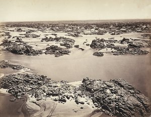 La prima cateratta del Nilo, presa a Phyloe, Egitto da Félix Bonfils
