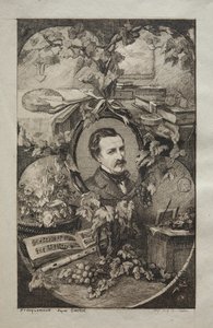 Frontespizio per "Nuove opere di Champfleury, Gli amici della natura": Ritratto di Champfleury, dopo Gustave Courbet da Felix Bracquemond