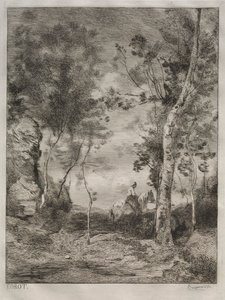 Paesaggio, o Il cavallo bianco, dopo Corot da Felix Bracquemond