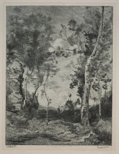 Paesaggio, o Il cavallo bianco, dopo Corot, c. 1858 da Felix Bracquemond