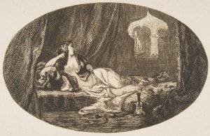 Odalisca sdraiata in un harem, da Titres de Romance, 1857