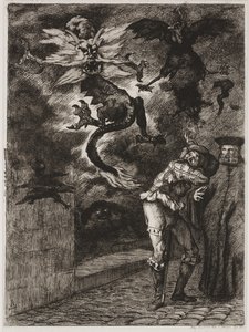 Panurge che lascia la casa di Raminagrobis da Felix Bracquemond