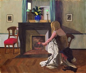Interno con donna in camicia da Felix Edouard Vallotton