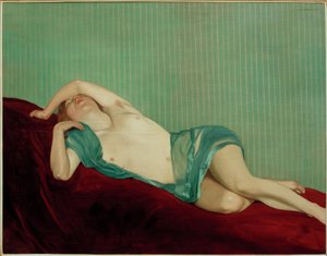 Nudo con sciarpa verde