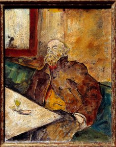 Ritratto di Paul Verlaine (1844-1896), poeta francese, seduto al bar davanti a un bicchiere di assenzio da Felix Edouard Vallotton