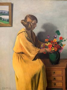 Donna con un mazzo di fiori