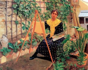 Giovane donna che dipinge da Felix Edouard Vallotton