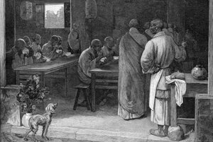 Refettorio in un monastero buddista da Felix Elie Regamey