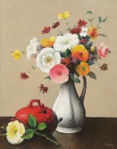 Vaso bianco e scatola rossa da Felix Elie Tobeen
