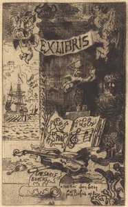 Ex-libris di Léon Lerey da Felix Hilaire Buhot