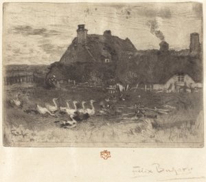 Les Petites Chaumières, cottage con tetto di paglia - piccola piastra, 1878