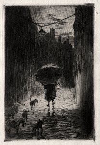 Pioggia e ombrello da Felix Hilaire Buhot