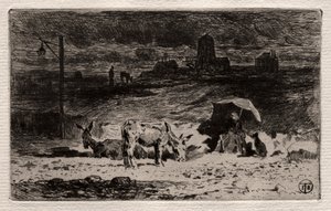 Gli asini alla Collina delle Cailles, c. 1875 da Felix Hilaire Buhot