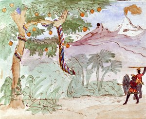 Disegno a inchiostro e acquerello del compositore classico tedesco Felix Mendelssohn per suo figlio, Paul